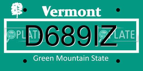 D689IZ Vermont License Plate