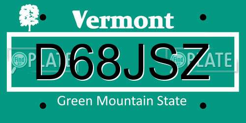 D68JSZ Vermont License Plate