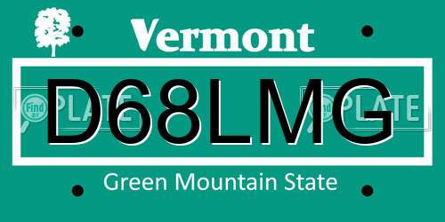D68LMG Vermont License Plate