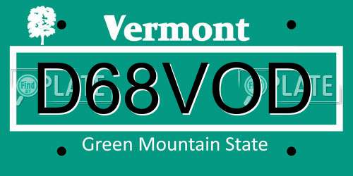 D68VOD Vermont License Plate