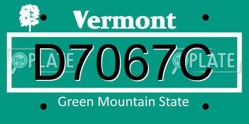 D7067C Vermont License Plate