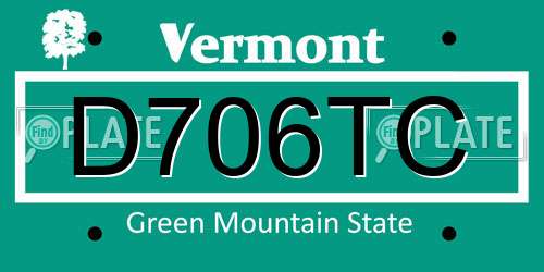D706TC Vermont License Plate