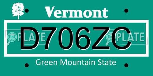 D706ZC Vermont License Plate