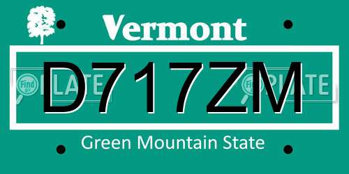 D717ZM Vermont License Plate