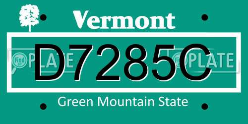 D7285C Vermont License Plate