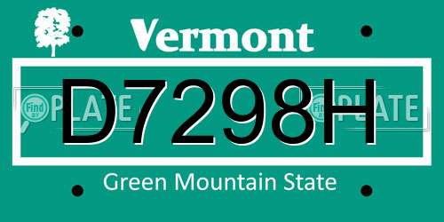 D7298H Vermont License Plate
