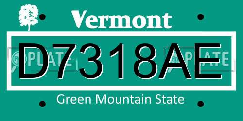 D7318AE Vermont License Plate
