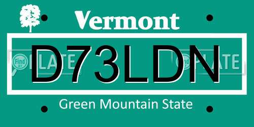 D73LDN Vermont License Plate
