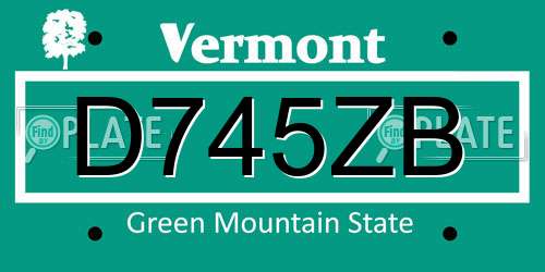 D745ZB Vermont License Plate