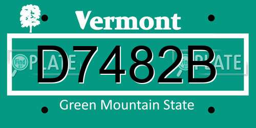 D7482B Vermont License Plate