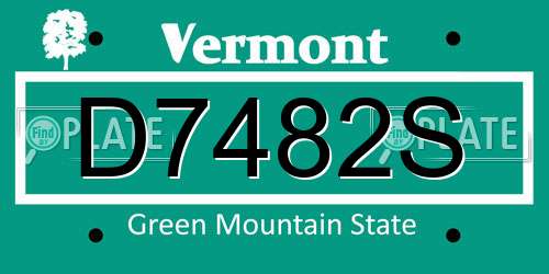 D7482S Vermont License Plate