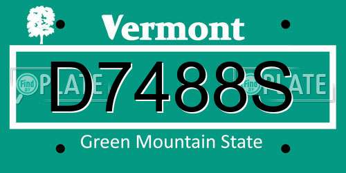 D7488S Vermont License Plate