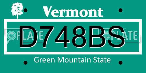 D748BS Vermont License Plate