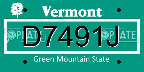 D7491J Vermont License Plate