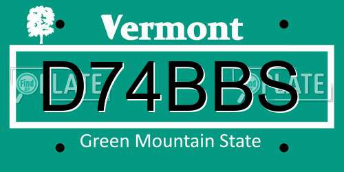 D74BBS Vermont License Plate