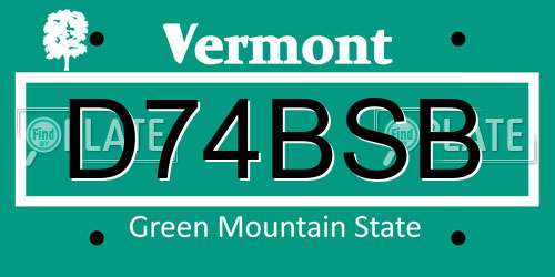 D74BSB Vermont License Plate
