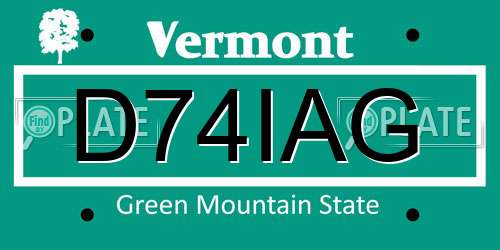 D74IAG Vermont License Plate