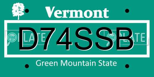 D74SSB Vermont License Plate
