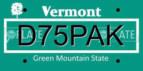 D75PAK Vermont License Plate
