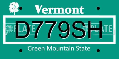 D779SH Vermont License Plate