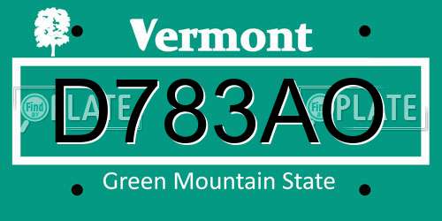 D783AO Vermont License Plate