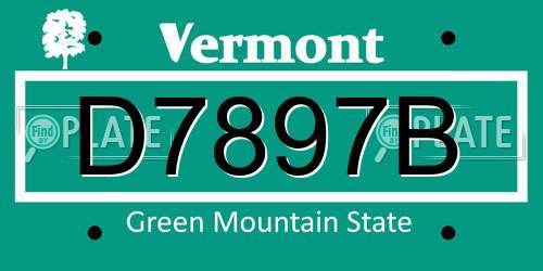 D7897B Vermont License Plate