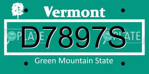 D7897S Vermont License Plate