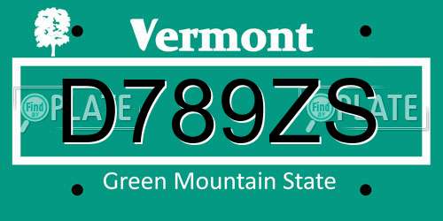 D789ZS Vermont License Plate