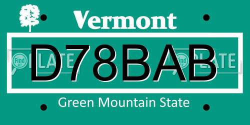 D78BAB Vermont License Plate