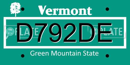 D792DE Vermont License Plate