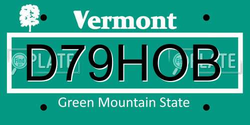 D79HOB Vermont License Plate
