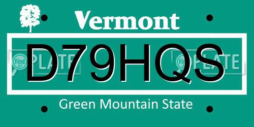 D79HQS Vermont License Plate