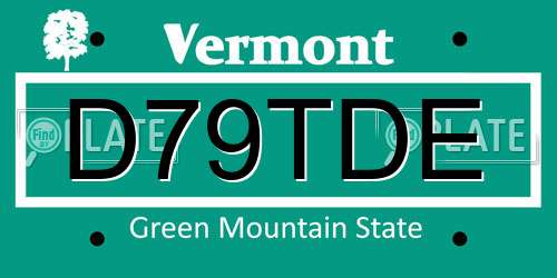 D79TDE Vermont License Plate