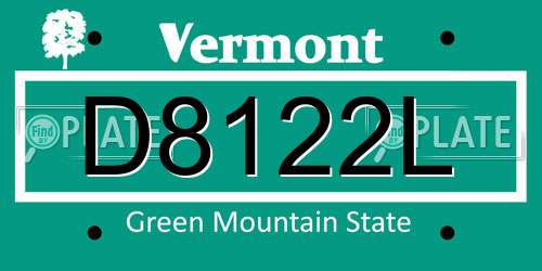 D8122L Vermont License Plate
