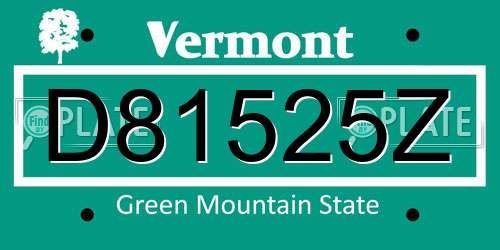 D81525Z Vermont License Plate