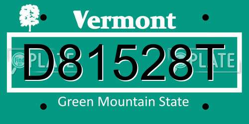 D81528T Vermont License Plate