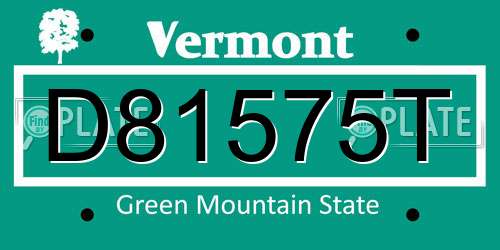 D81575T Vermont License Plate
