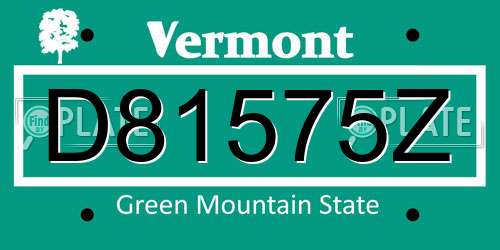 D81575Z Vermont License Plate