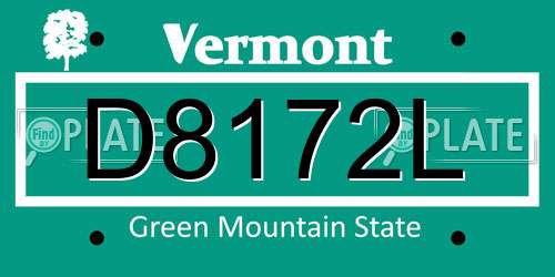 D8172L Vermont License Plate