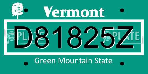 D81825Z Vermont License Plate