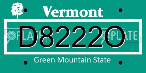 D8222O Vermont License Plate