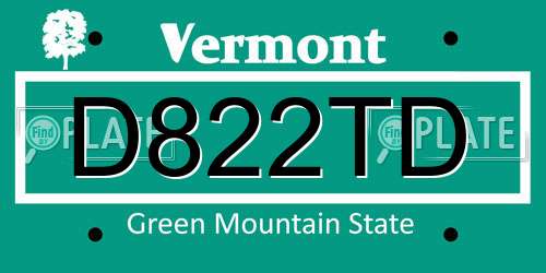 D822TD Vermont License Plate