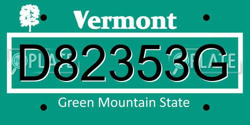 D82353G Vermont License Plate