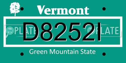 D8252I Vermont License Plate