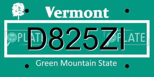 D825ZI Vermont License Plate