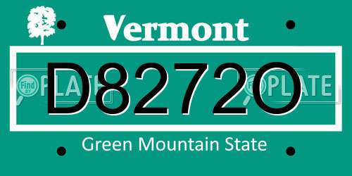 D8272O Vermont License Plate