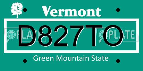 D827TO Vermont License Plate