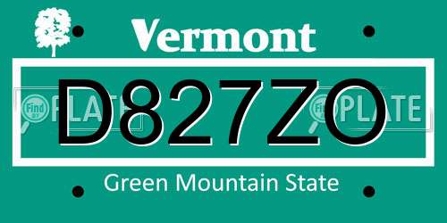 D827ZO Vermont License Plate