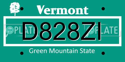 D828ZI Vermont License Plate