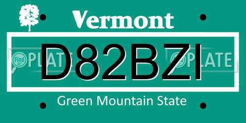 D82BZI Vermont License Plate
